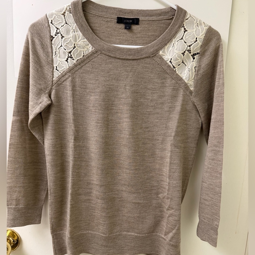 J. Crew Taupe Knit Crewneck Sweater